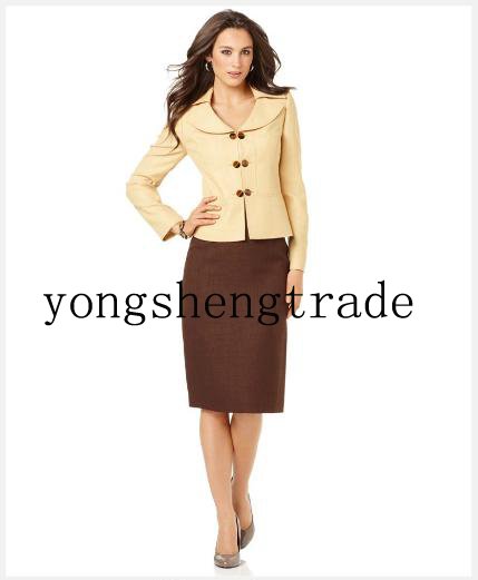 Suit  Dress  Double Breasted Wide Collar Jacket & Contrast Skirt    Long Sleeves  673