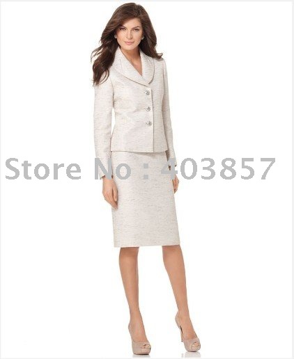 Suits  Three Button  Jacket & Skirt   Shawl Collar  Long Sleeves      631