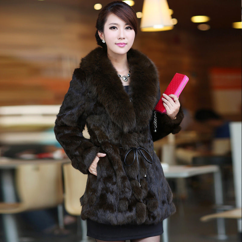 Sukracarya 2012 wild rabbit fur fox fur coat a-1121