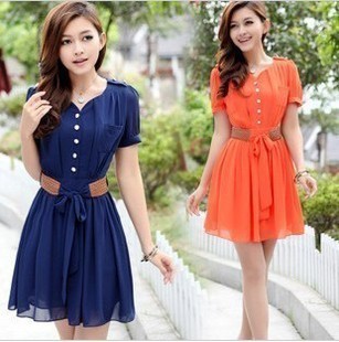 Summer 2012 han's new professional fashion chiffon dress (send belt), free shipping