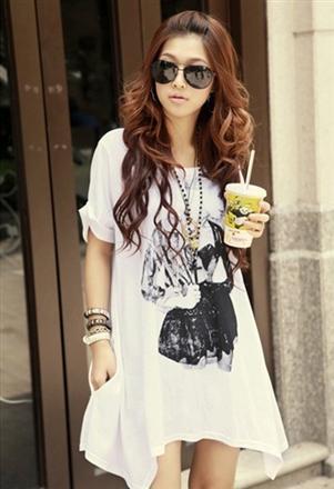 Summer 2012 loose plus size solid color brief irregular long design short-sleeve print top maternity t-shirt