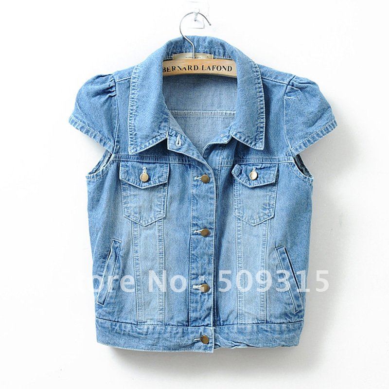 Summer 2012 women's sweet all-match short-sleeve denim single breasted vest vest small cape