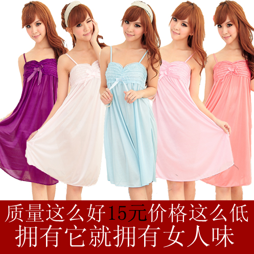 Summer 2013 faux silk viscose female spaghetti strap one-piece dress sleepwear sexy nightgown