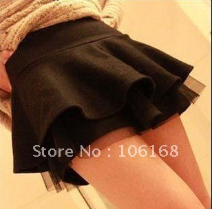 summer A337 # Slim flounced culottes skirt women shorts net yarn