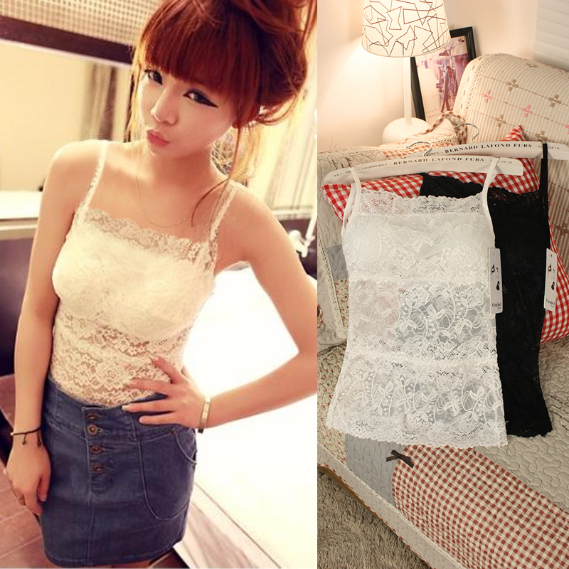 Summer all-match lace vest white vest sexy tight vest spaghetti strap vest lace tube top