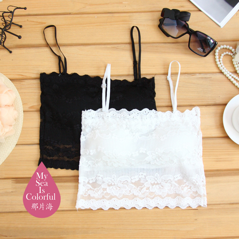 Summer all-match sweet gentlewomen princess wind basic lace tube top tube top shoulder strap pad disassembly