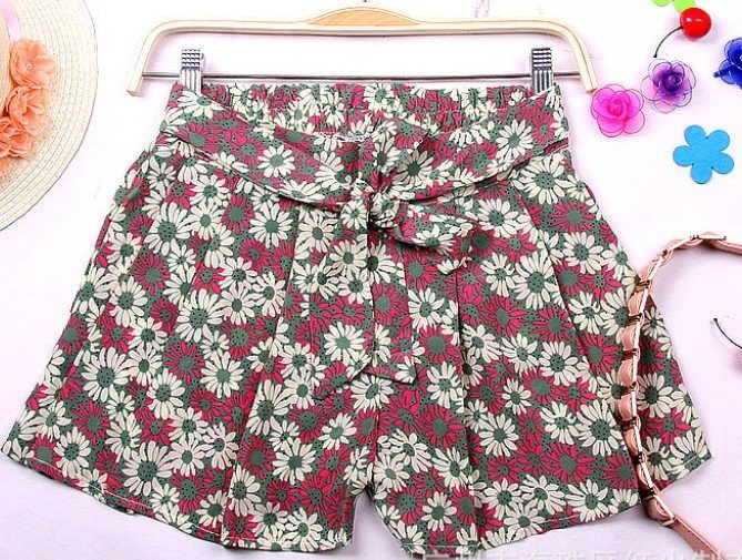 Summer Bohemian Womens hot pants/sunflower print bow blet sexy Shorts Hot Pants free shipping