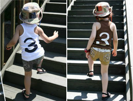 Summer boys clothing girls clothing digital 3 baby vest sleeveless T-shirt child set