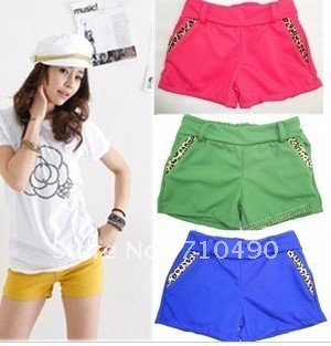 Summer candy colors shorts leopard grain magazine color hot pants summer the cowboy female trousers