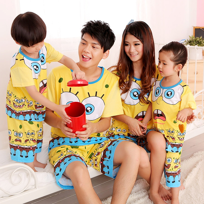 Summer cartoon lovers sleepwear short-sleeve cotton parent-child set lounge 0997