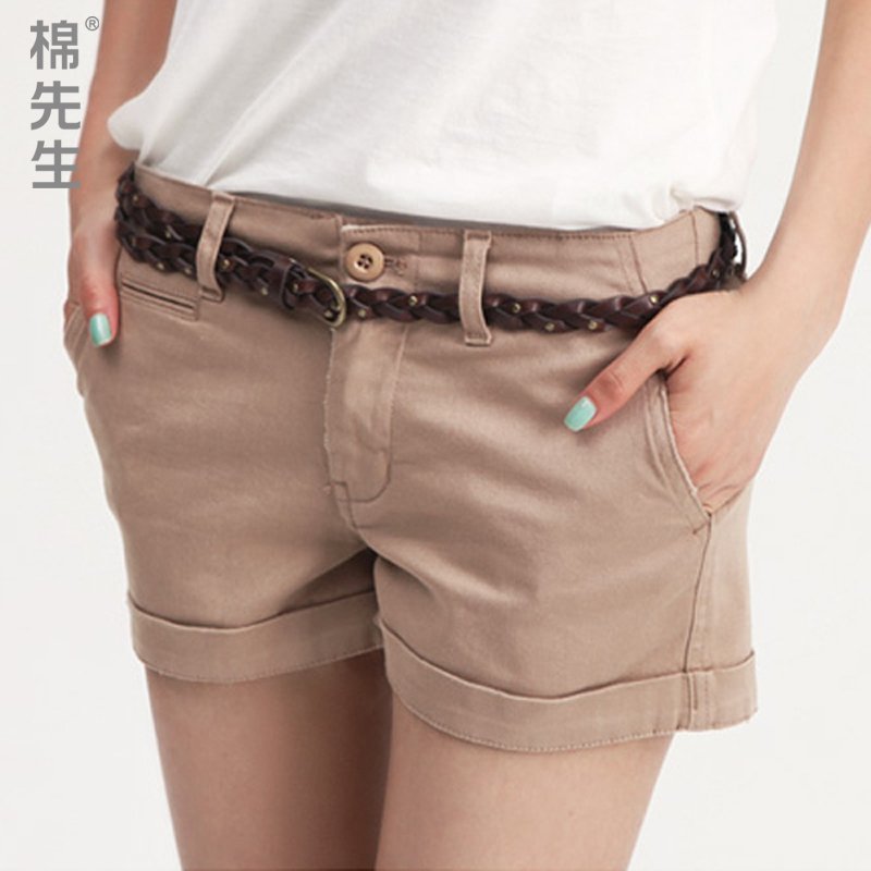 Summer casual water wash women's roll-up hem shorts female shorts x7623