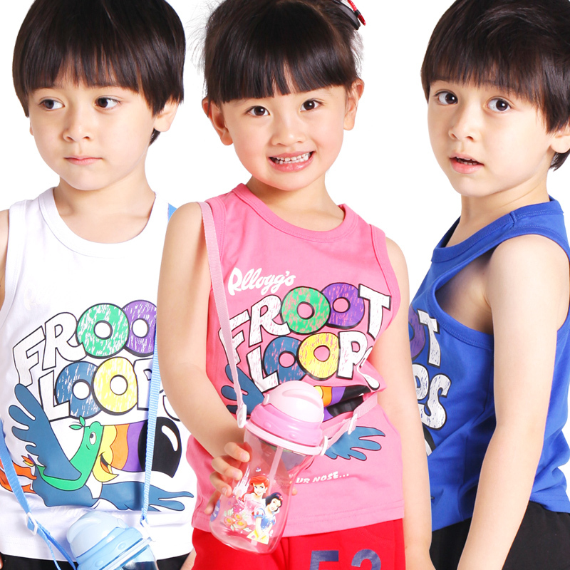 Summer child baby pure cotton vest 100% thin cotton spaghetti strap male child girls clothing