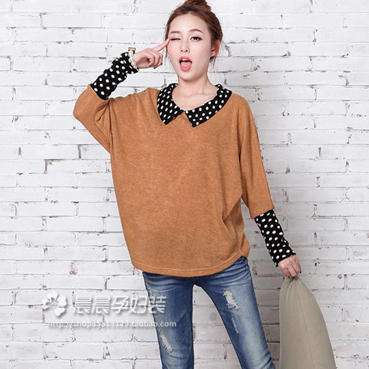 Summer color block polka dot maternity t-shirt long-sleeve maternity top spring and autumn maternity clothing spring