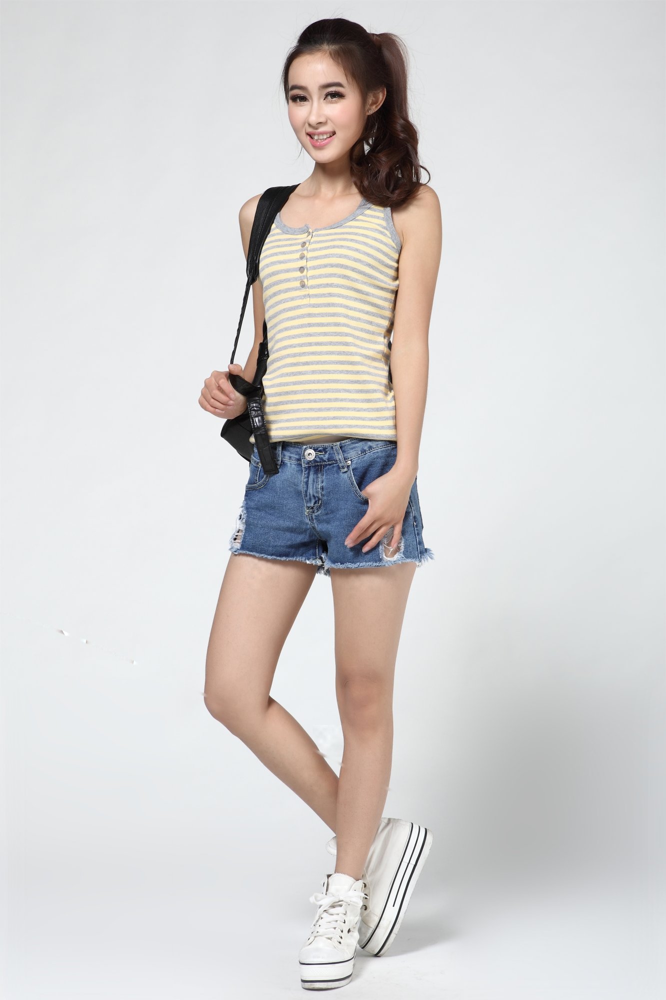 Summer denim shorts female loose plus size denim shorts hole shorts