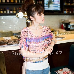 summer discount ! fashion women chiffon blouse fresh slim faux two shirts