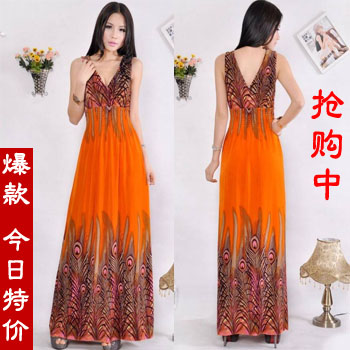 Summer expansion bottom ultra long one-piece dress ultra long dress beach dress