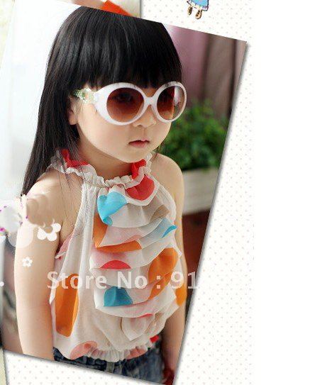 Summer fashion kids snow spins condole tops girl's Shoulder Straps Sun-Top vest clothing +u30