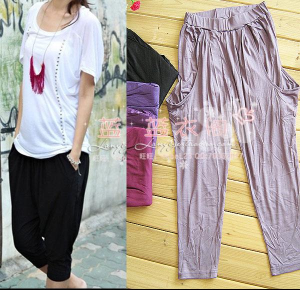 Summer female 2011 comfortable modal cotton harem pants casual pants lounge pants knee length trousers