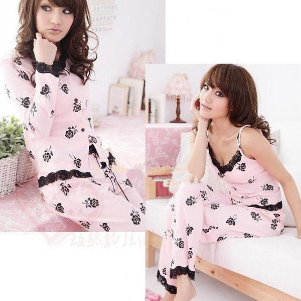 Summer female pajamas, pajama set for Women/Lady, home wear, Flower, drop shipping Free Shipping W1324