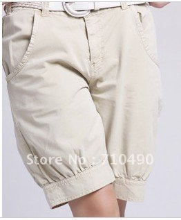 Summer female trousers fashion loose trousers of pure cotton female cone leisure shorts the earth color/black