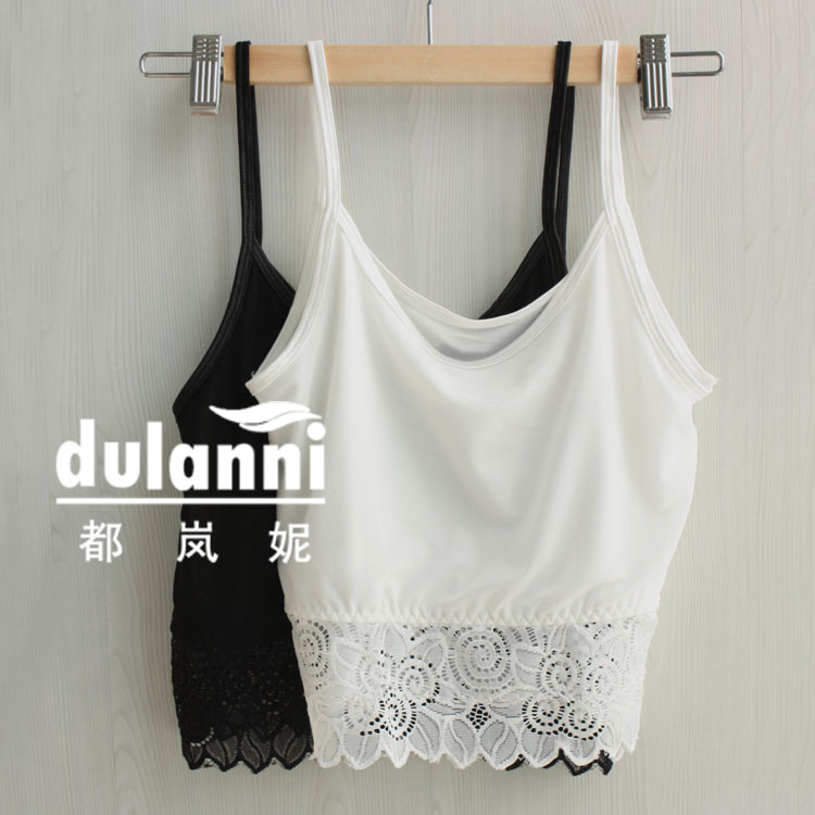 Summer gauze tube top Modal material spaghetti strap vest shriveled all-match lace sweep sweet