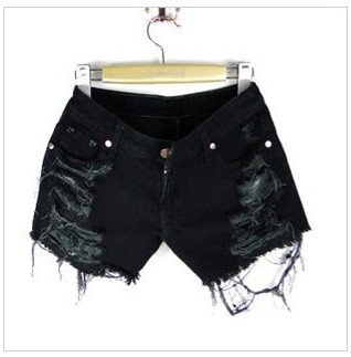 Summer Korean style black, worn cowboy boot pants shorts hot pants