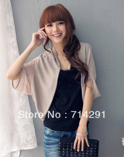 Summer loose batwing shirt small cape cardigan chiffon shrug batwing sleeve top short design coat