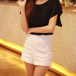 Summer loose high waist denim shorts vintage distrressed roll-up lowing hem shorts female