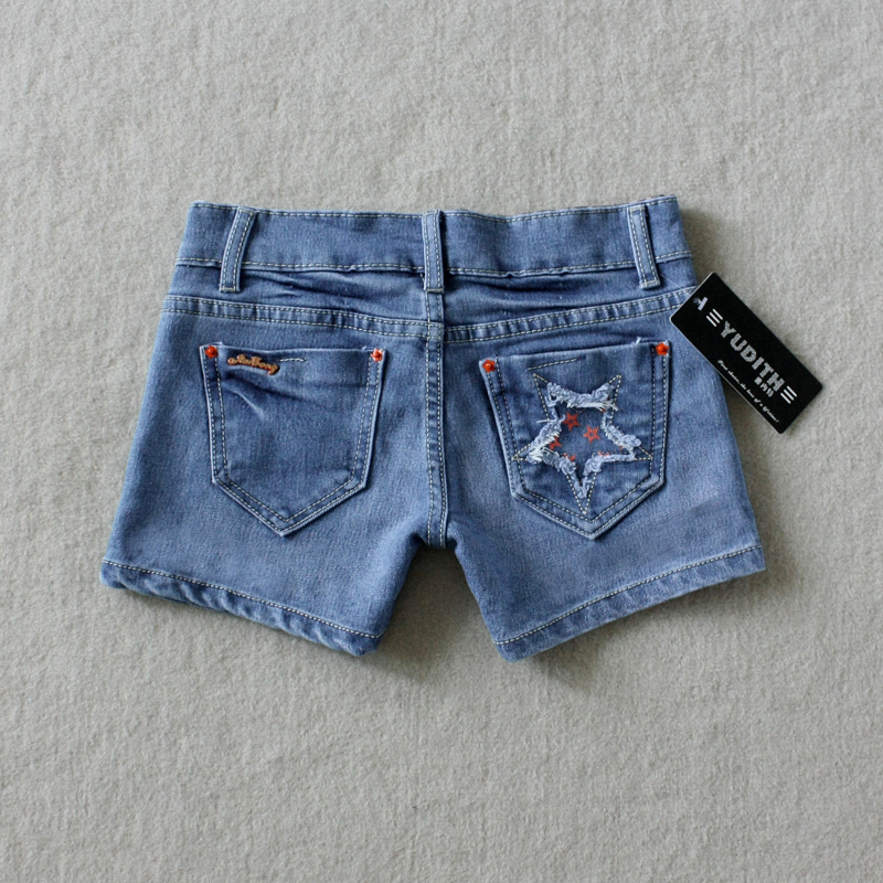 Summer loose roll-up women's hem denim shorts female summer women shorts