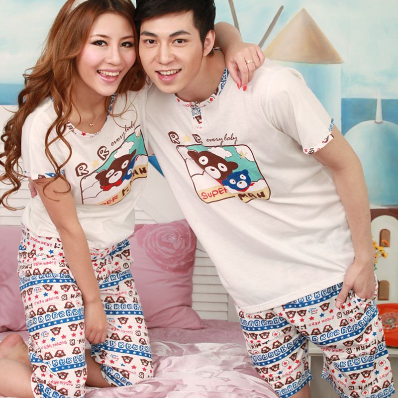 Summer lounge lovers short-sleeve cotton lovers sleep set 2015