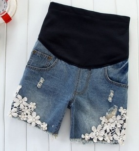 Summer maternity clothing fashion maternity pants laciness maternity shorts maternity denim shorts belly pants