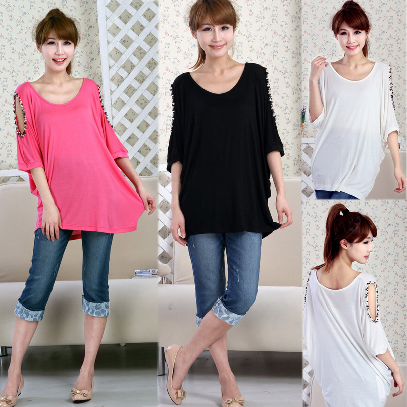 Summer maternity clothing modal cotton strapless summer plus size maternity t-shirt batwing sleeve maternity short-sleeve top