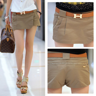 Summer new arrival belt pure colorant match all-match culottes shorts