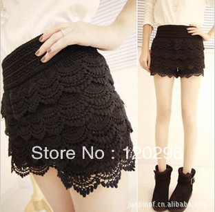 summer new plus size edition of restoring ancient ways of tall waist bud silk shorts female skirts hot pants hook lace leggings