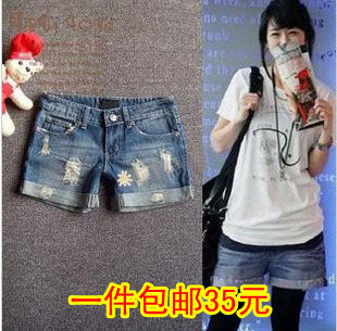 Summer plus size casual female worn denim shorts women's shorts