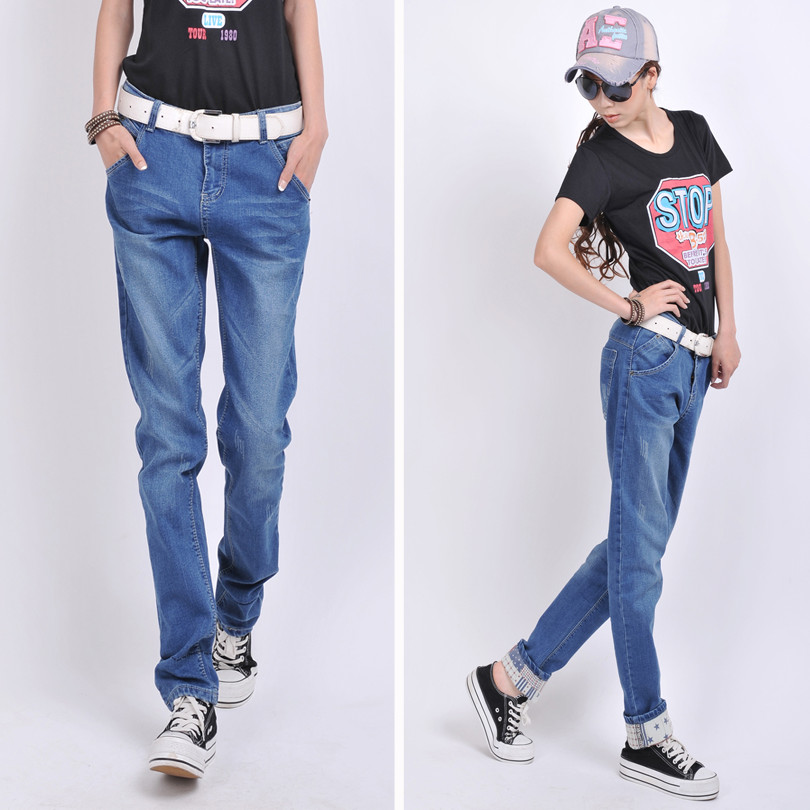 Summer plus size loose jeans female skinny pants denim women's trousers long trousers