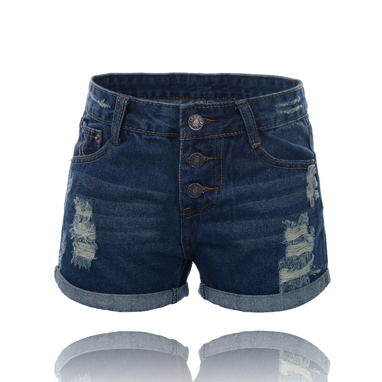 Summer roll-up hem casual hole loose plus size denim shorts mm shorts female