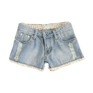 Summer roll-up hem casual hole loose plus size denim shorts mm shorts female trousers