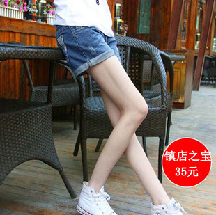 Summer roll-up hem casual hole loose plus size denim shorts mm shorts female trousers