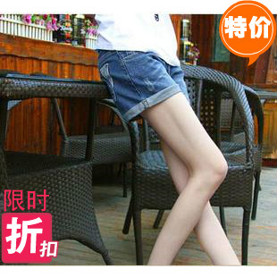 Summer roll-up hem casual hole loose plus size denim shorts shorts female