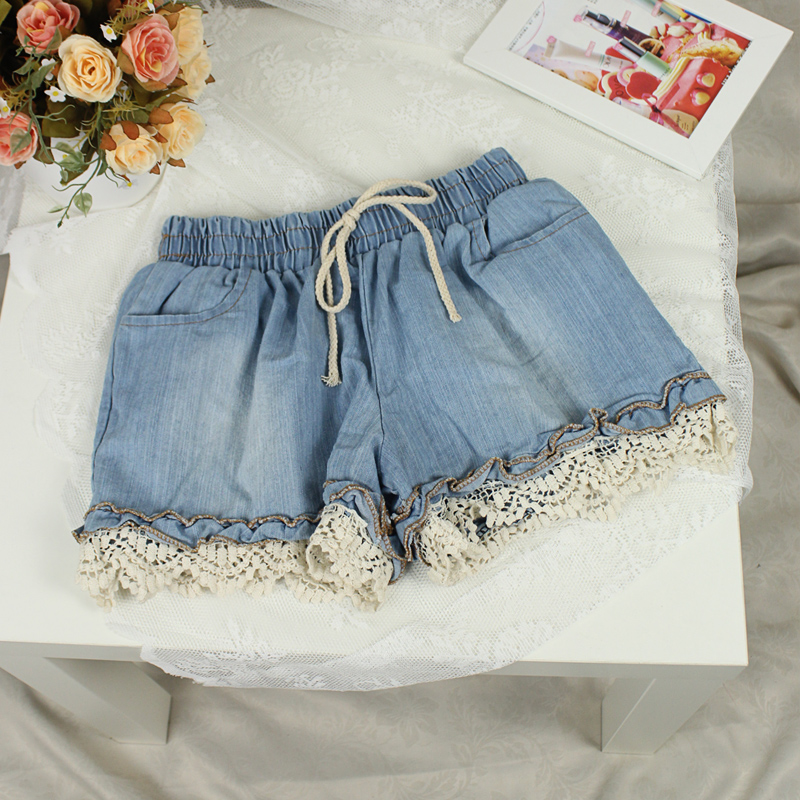 Summer roll-up hem casual hole loose plus size denim shorts shorts female trousers