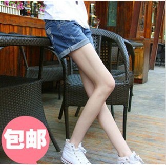 Summer roll-up hem casual hole loose plus size mm denim shorts female trousers