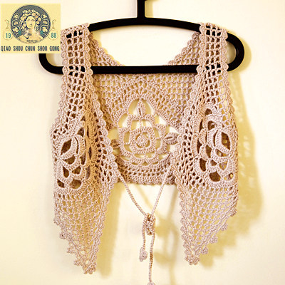 Summer short design coat 1.5gg small cape lacing cutout casual shrug knitted small cardigan