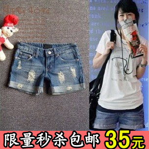 Summer shorts summer women's distrressed loose plus size denim shorts female shorts