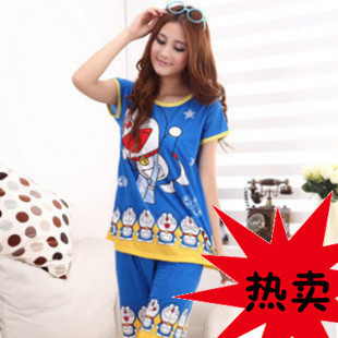 Summer sleepwear female summer cartoon DORAEMON short-sleeve shorts sleepwear lounge set women's sleepwear