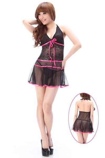 Summer sleepwear soft yarn lace spaghetti strap nightgown translucent women's underwear sexy at home service 5023