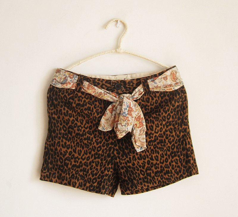 Summer summer leopard print belt women's single-shorts culottes shorts 8 - 54