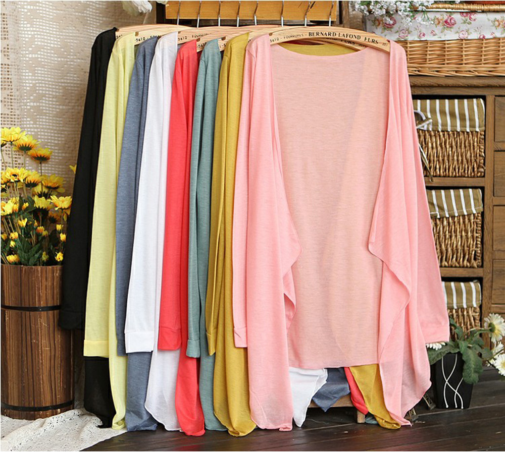 summer sun sweet candy color beach long-sleeve sun protection clothing sun shirt ladies' blouses TK2