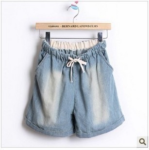 Summer thin shorts retro finishing water wash plus size loose all-match denim shorts women's 306