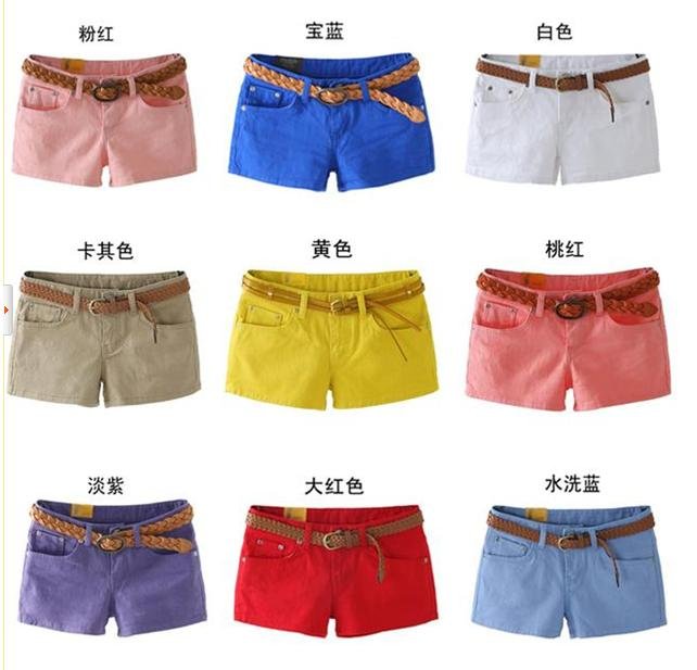 Summer wear new copy cowboy candy colors shorts color hot pants color shorts pencil pants